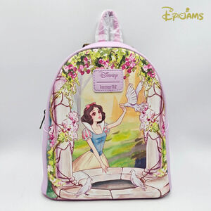 Loungefly Disney Snow White Wishing Well Floral Portrait Pink Mini Backpack Bag